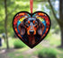 Dachshund Black Stained Glass Effect Heart Suncatcher